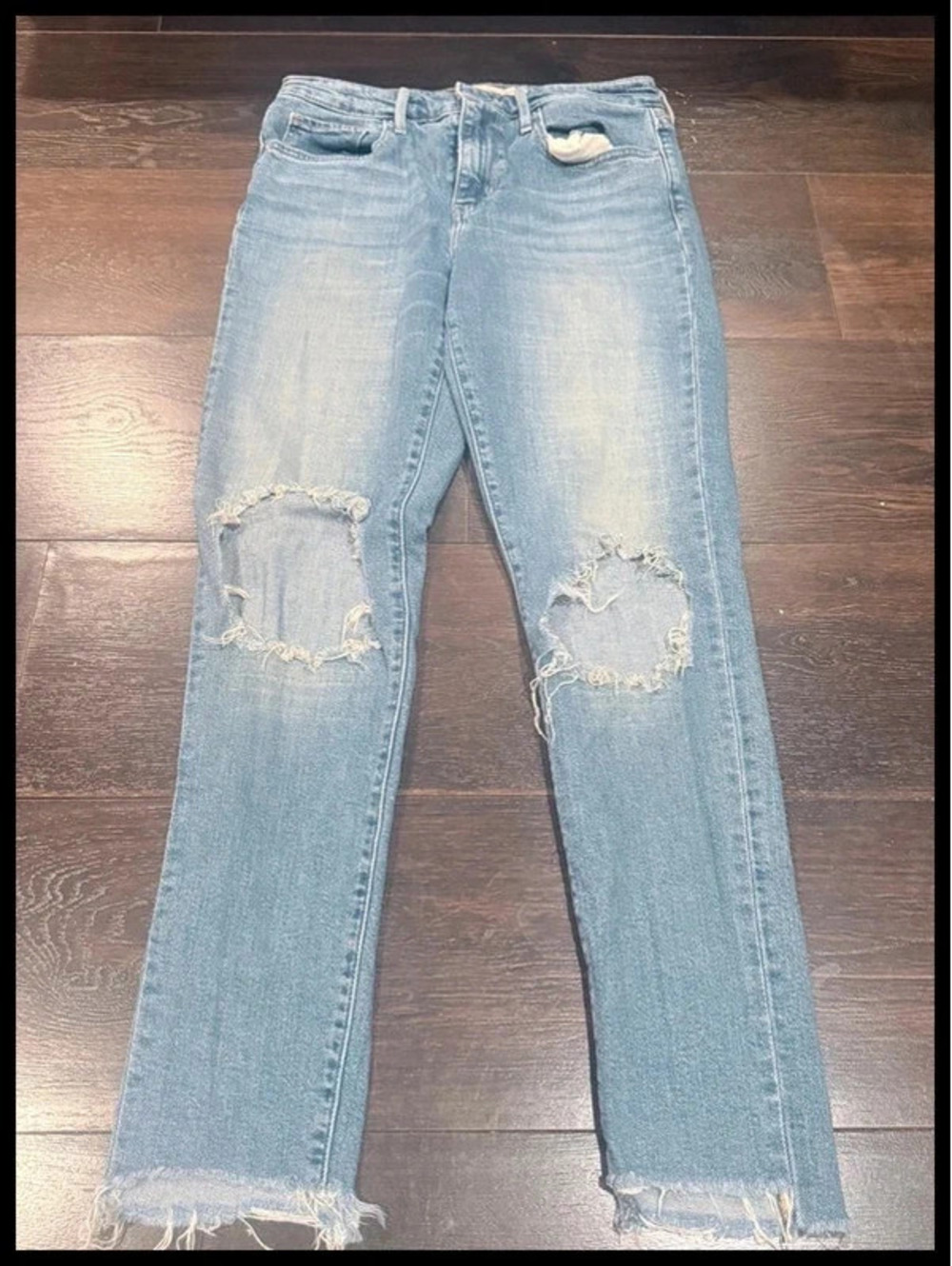 Levi’s 721 High Rise Skinny Women’s Distressed Jeans W27 L30 Raw Hem 134